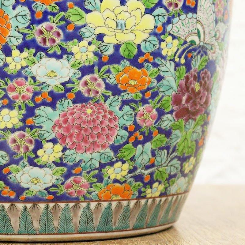 色絵 伊万里 十錦 手あぶり火鉢 日本製 アンティーク