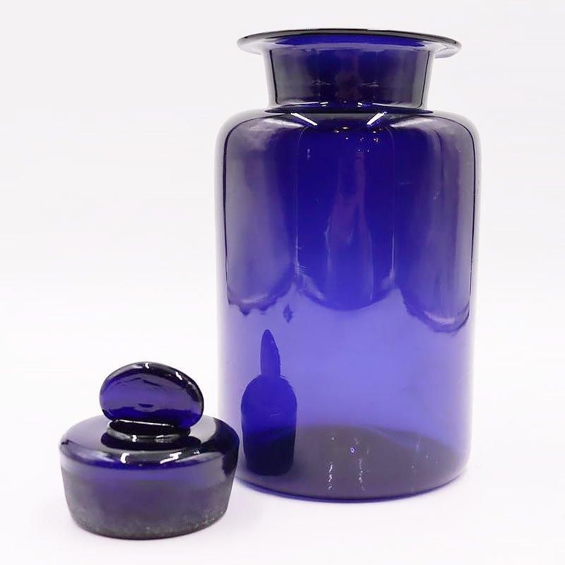 アンティーク吹きガラス青瓶 明治大正時代の逸品」