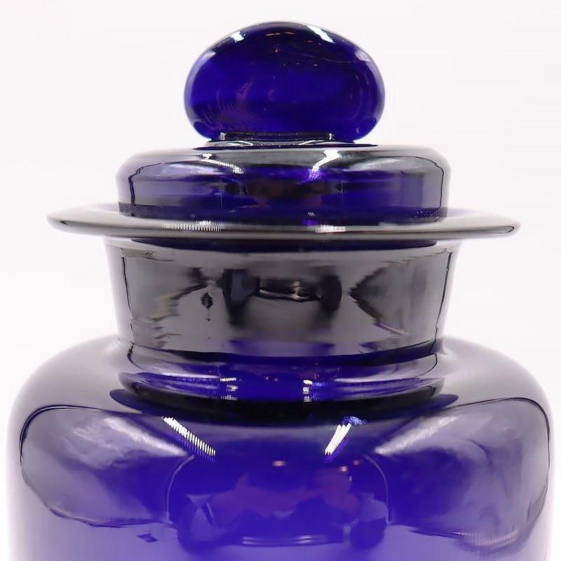 アンティーク吹きガラス青瓶 明治大正時代の逸品」