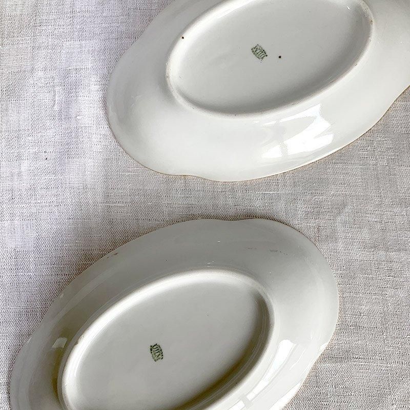 Limoges花柄オーバルプレート金彩レトロレリーフ