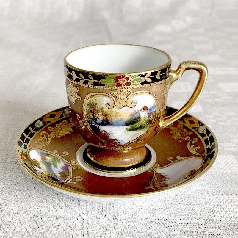 湖畔夕景ブラウンカップ＆ソーサー