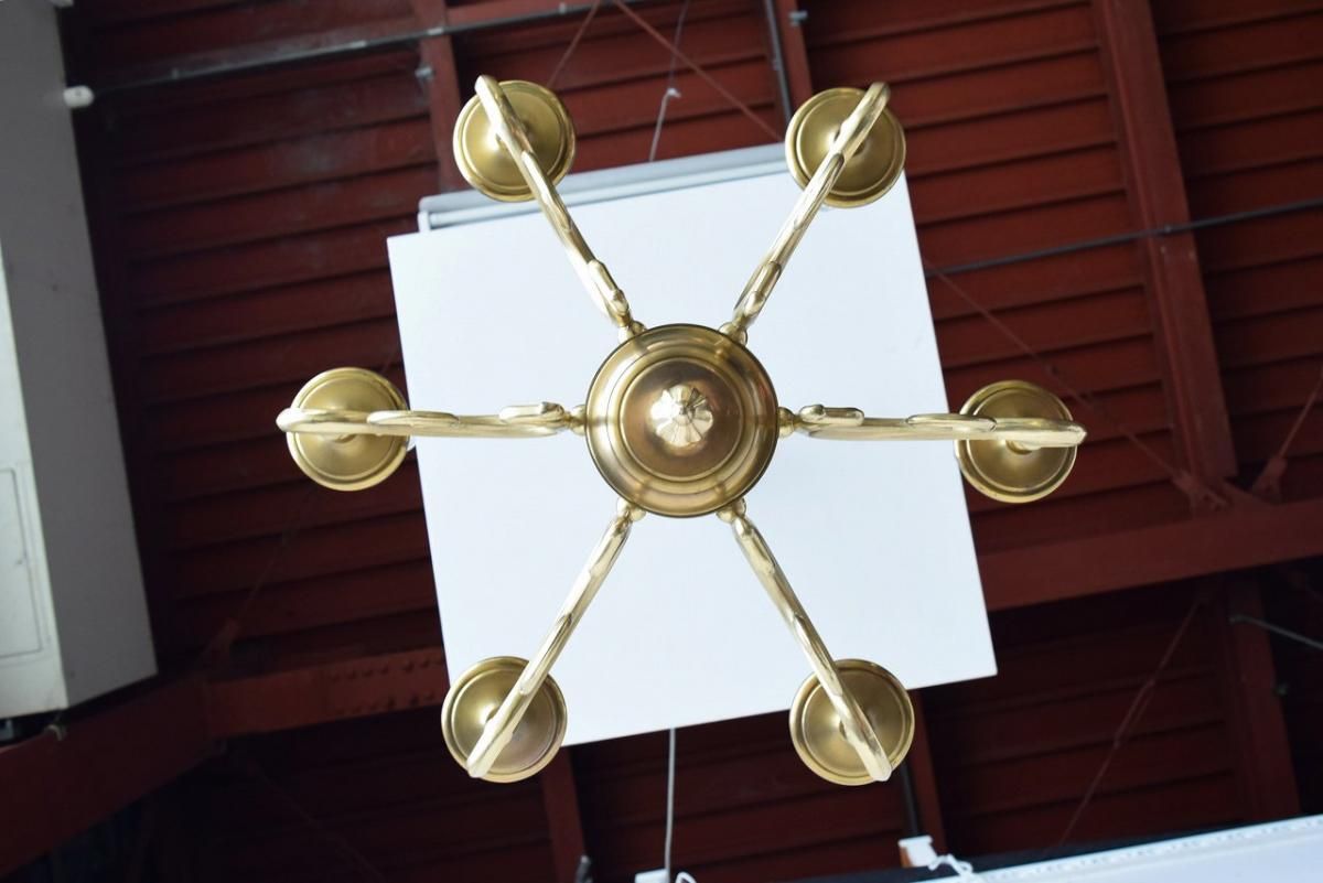 フランス製シャンデリア｜1930年代の不思議な形状×6灯式