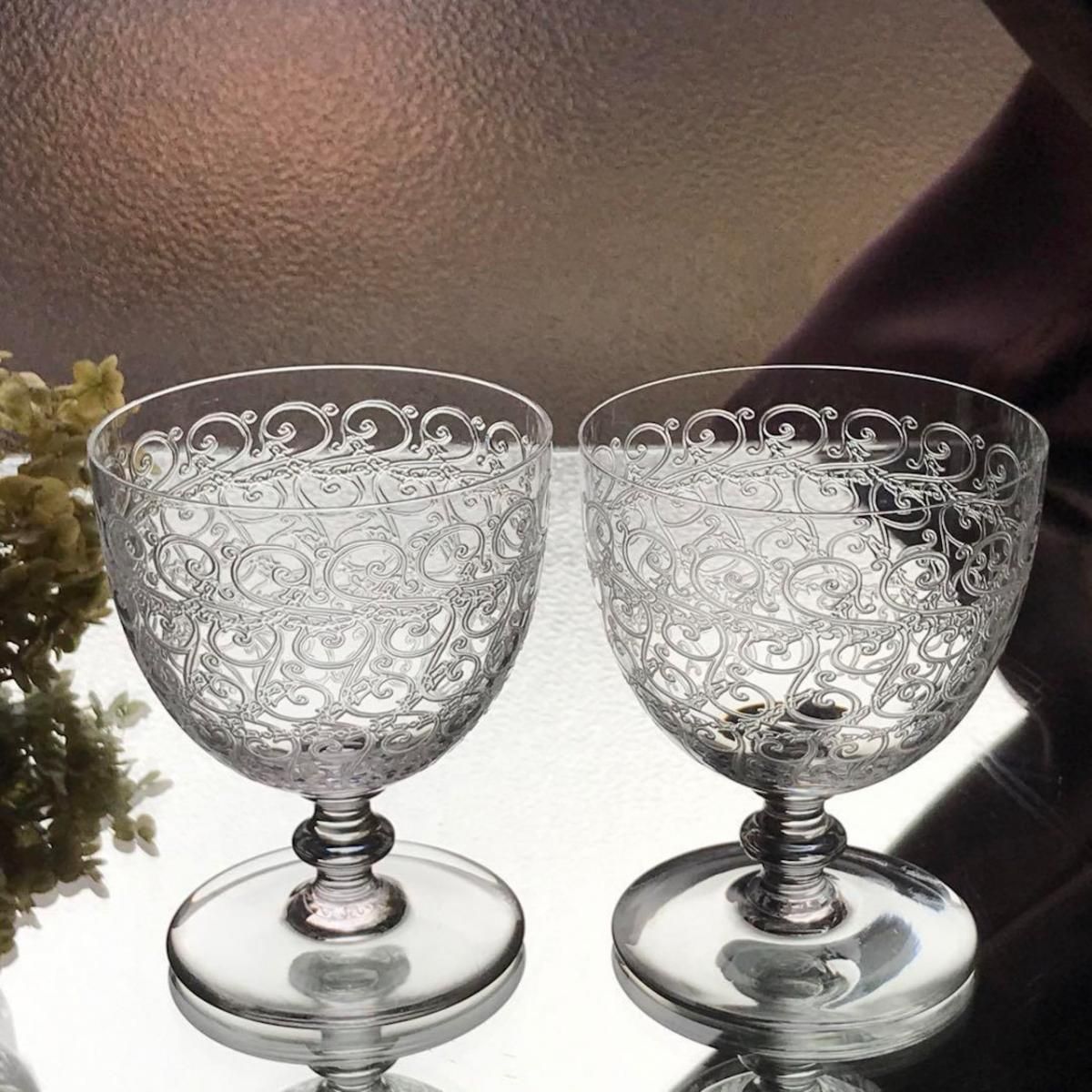 アンティークバカラ製ローハンシリーズ希少なワイングラスペア