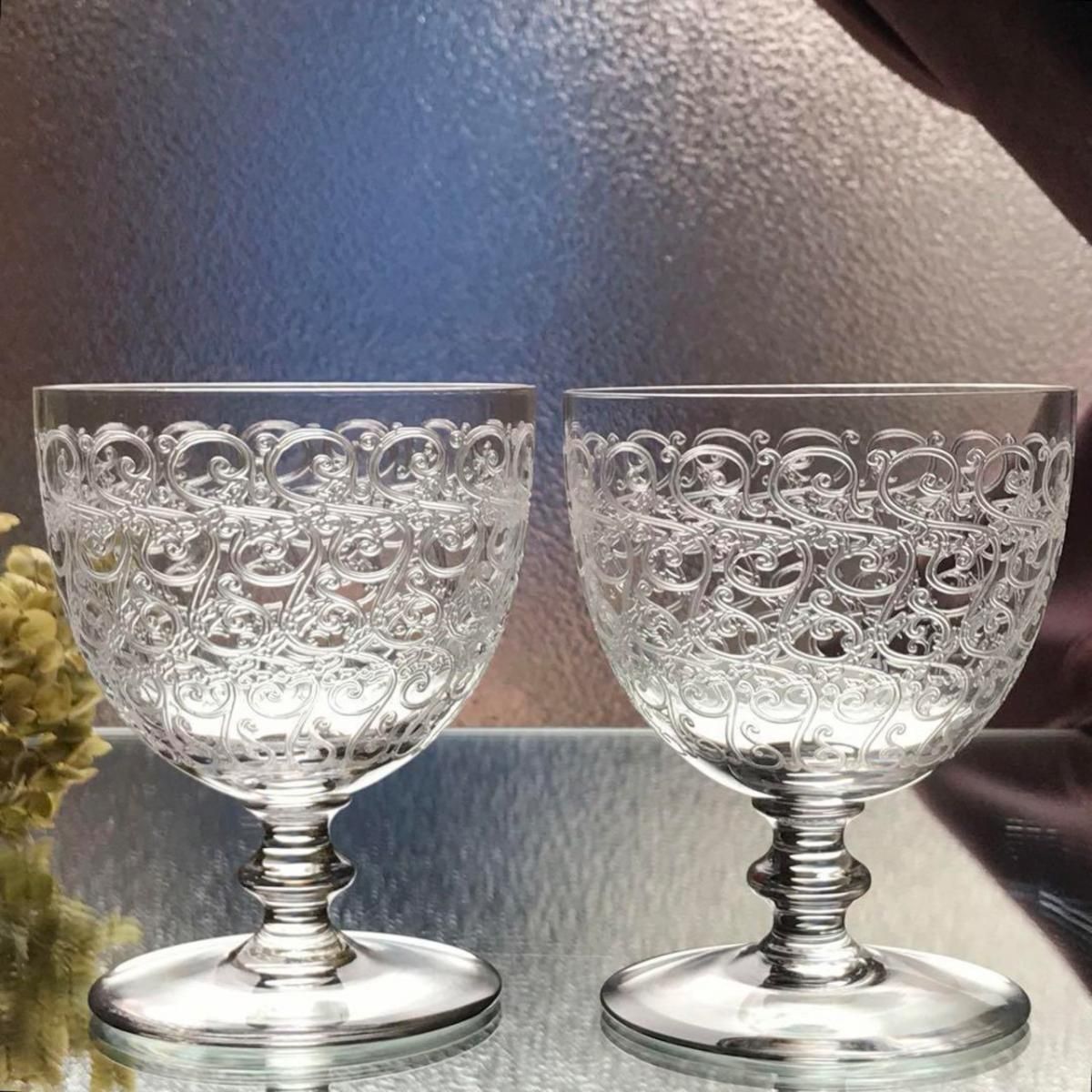 アンティークバカラ製ローハンシリーズ希少なワイングラスペア