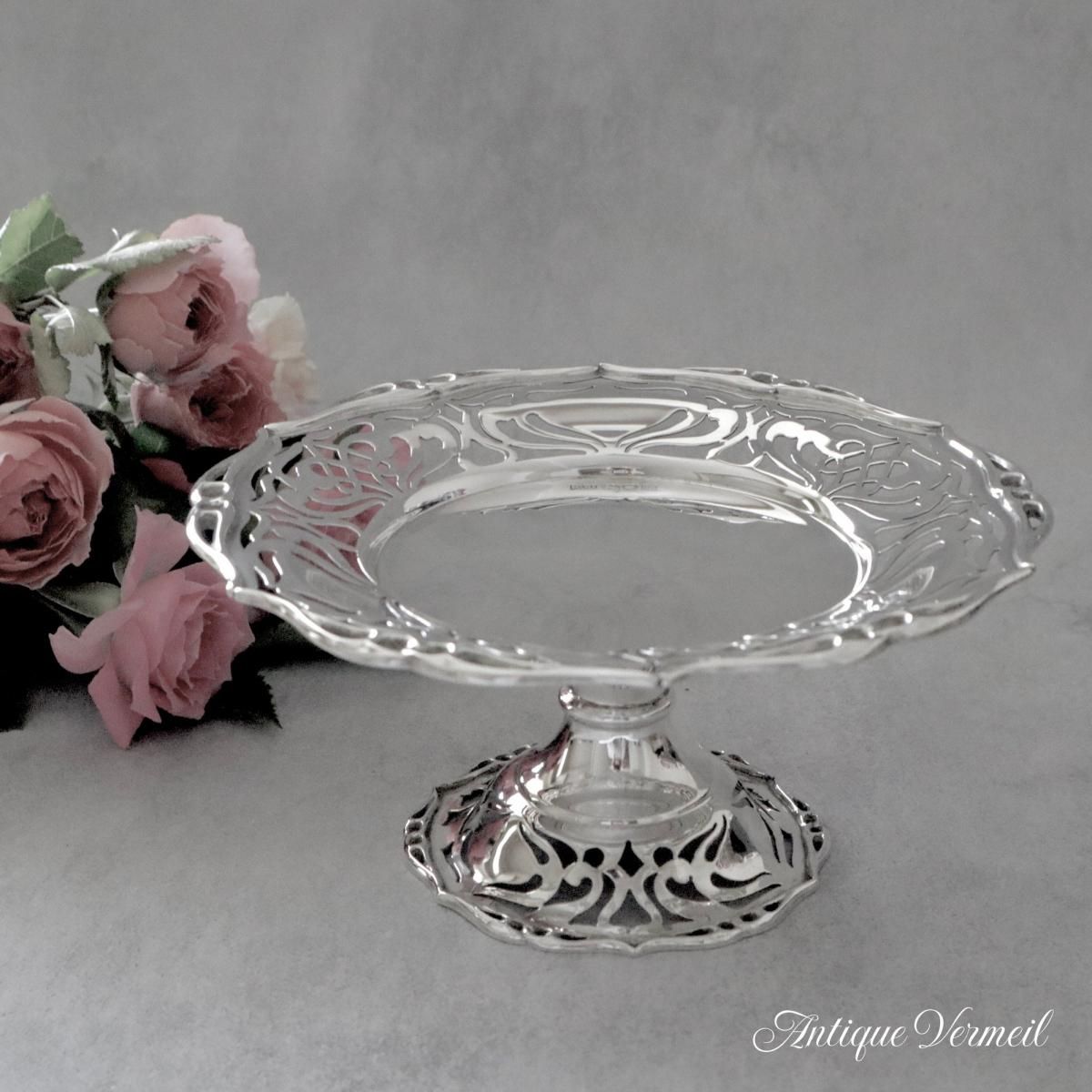 華やかな英国製アンティーク銀コンポート 1905年 Mappin&Webb