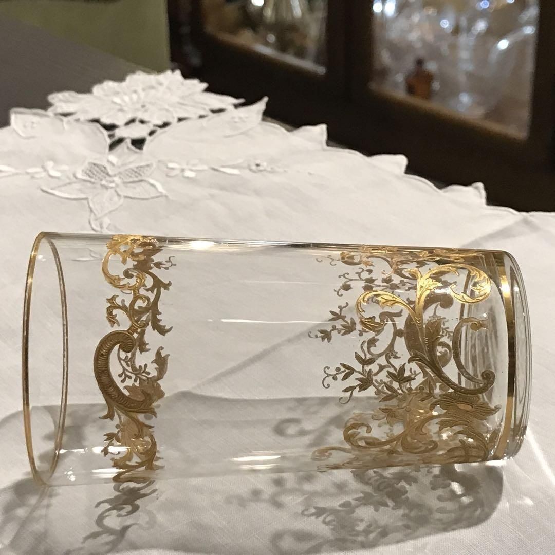 アンティーク金彩サンルイミカド薔薇模様クリスタルタンブラーペア1936