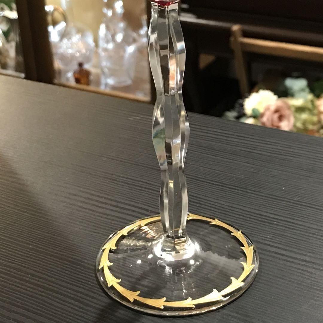 アンティークMOSERモーゼル24金装飾の被せレッドワイングラス