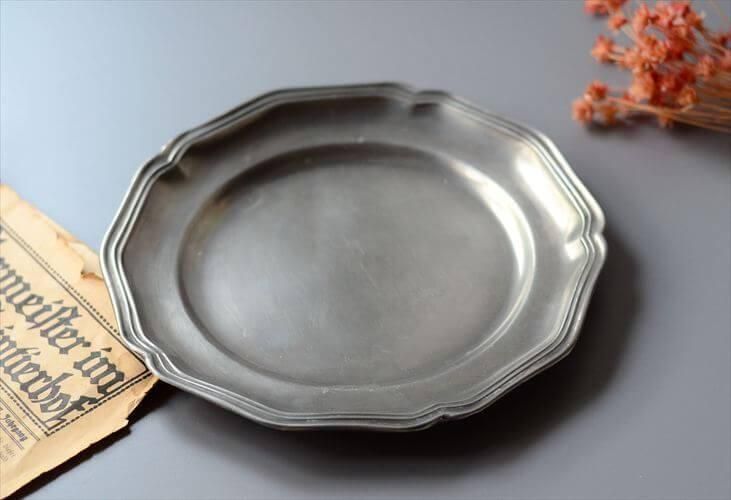 フランス製アンティークピュータープレート 22cm