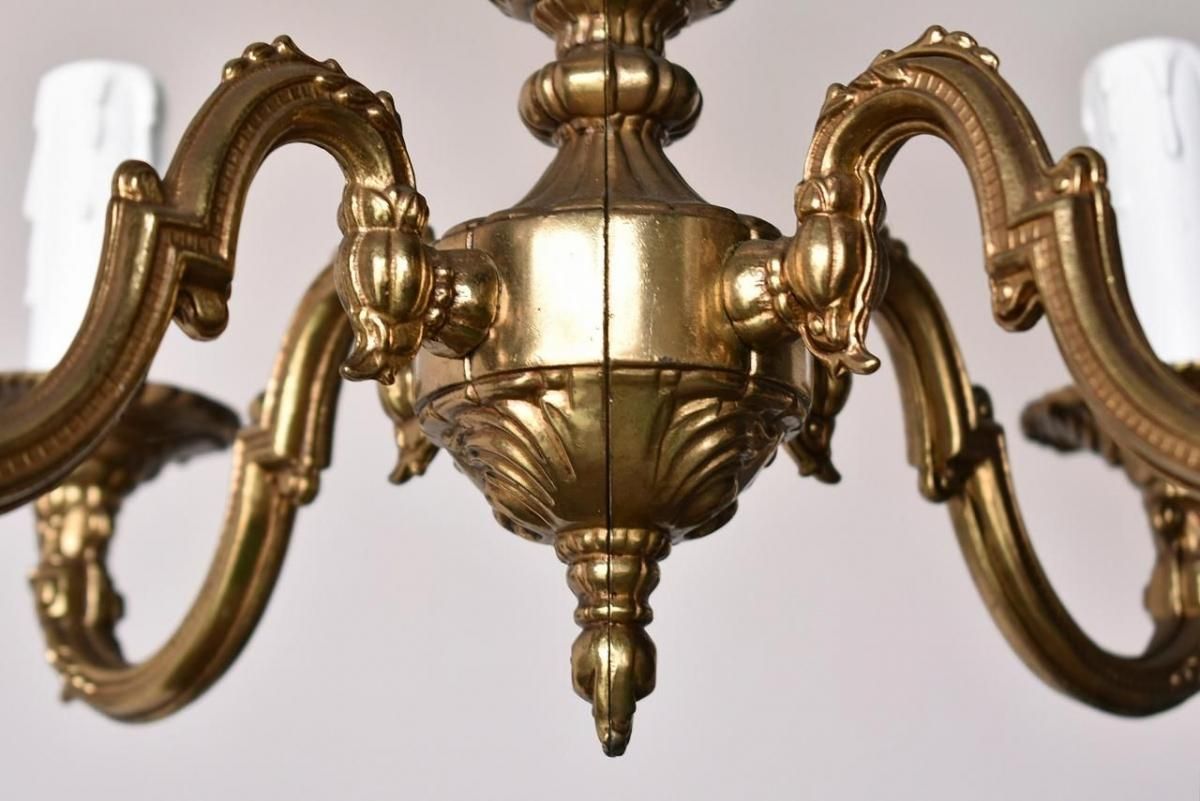 フランス製アンティークシャンデリア｜1920年代真鍮小さめ4灯式