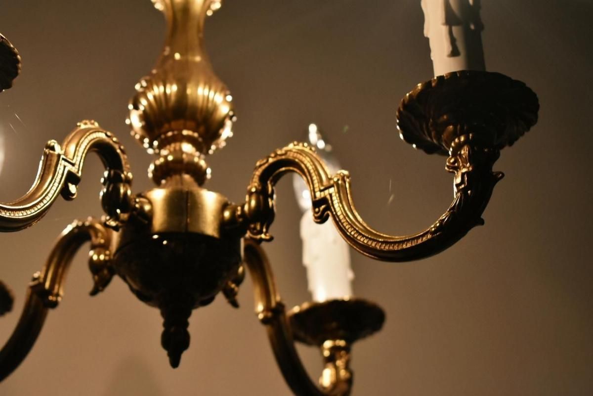 フランス製アンティークシャンデリア｜1920年代真鍮小さめ4灯式