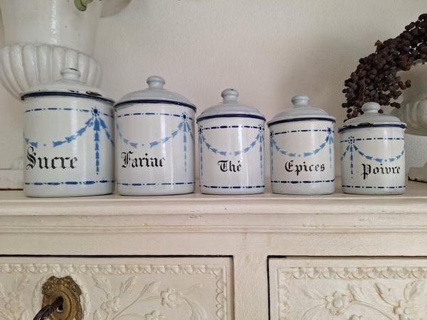 アンティークホーローキャニスター&セル缶、アリュメット缶