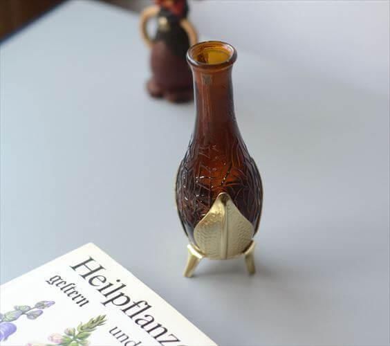 ドイツ製アンティークアンバーガラス花瓶一輪挿し