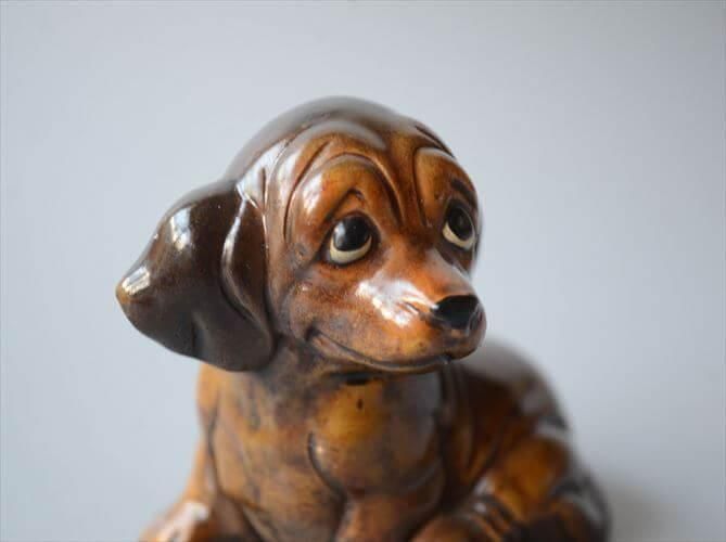 ヴィンテージ陶器製ダックスフンドオブジェ 癒しの存在感