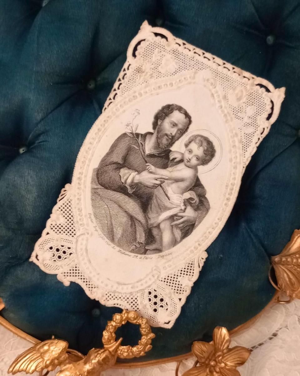 フランス製アンティークレースカード 聖杯のカニヴェ