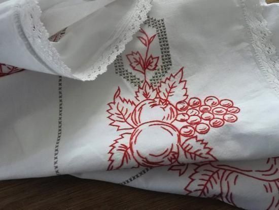 ハンガリー ヴィンテージ 手刺繍テーブルクロス