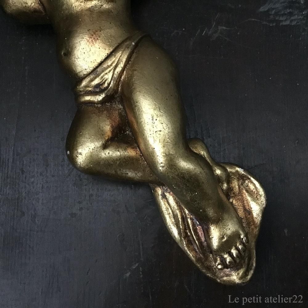 B) フランス アンティーク 壁飾り エンジェル 天使 壁掛け 石膏 25.5