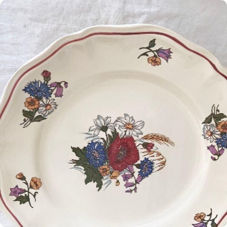 アンティーク サルグミンヌ ディナー皿 花柄 フランス直輸入