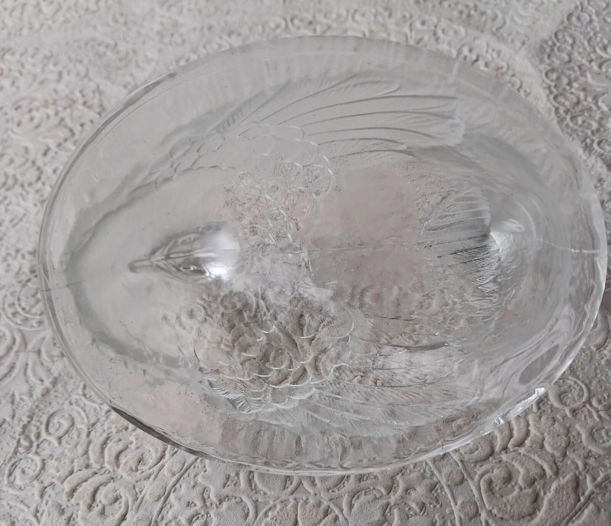 フランスヴィンテージ ニワトリ型ガラスキャンディーポット