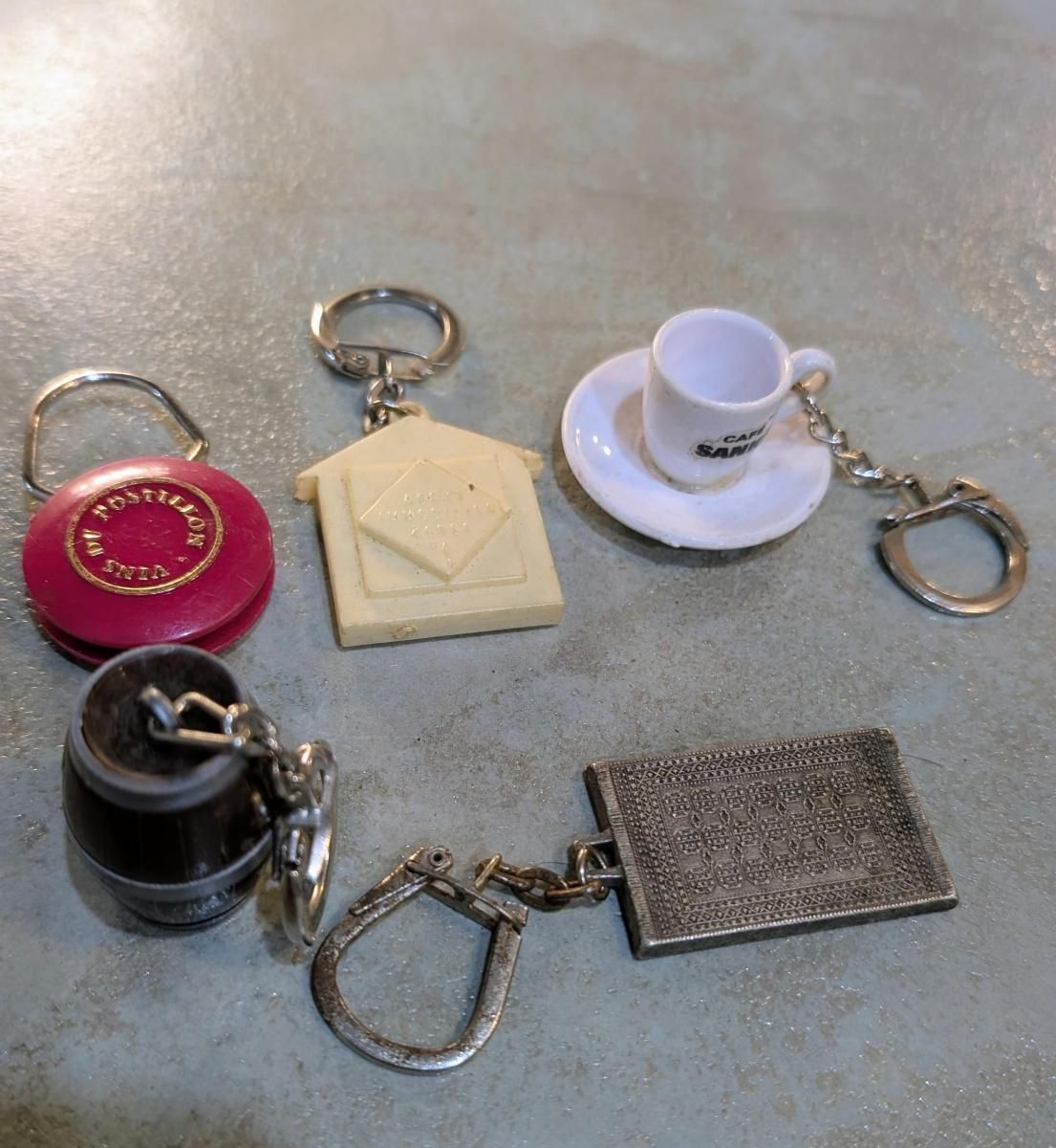 フランス雑貨ヴィンテージ可愛いコーヒーキーホルダーセットアンティ