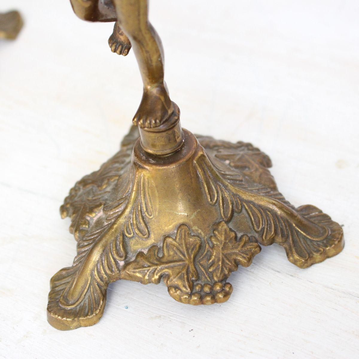 フランス アンティーク 真鍮製 エンジェル キャンドルスタンド