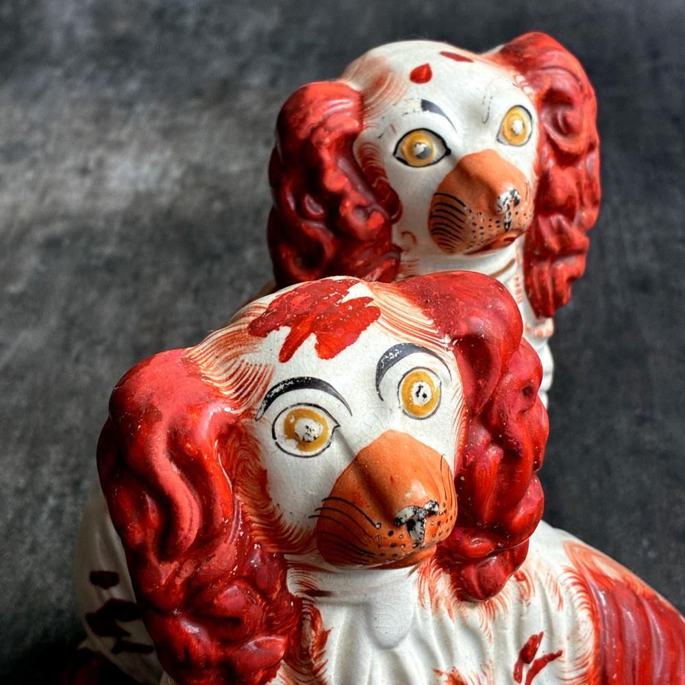 イギリス 1890年代 スタッフォードシャードッグペア 陶器犬