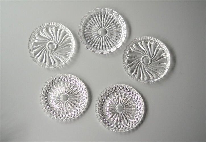 フランス ヴィンテージ ガラス コースター 5枚セット