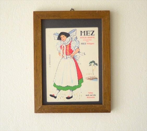 ドイツ ヴィンテージ 木製フレーム 壁掛けポスター