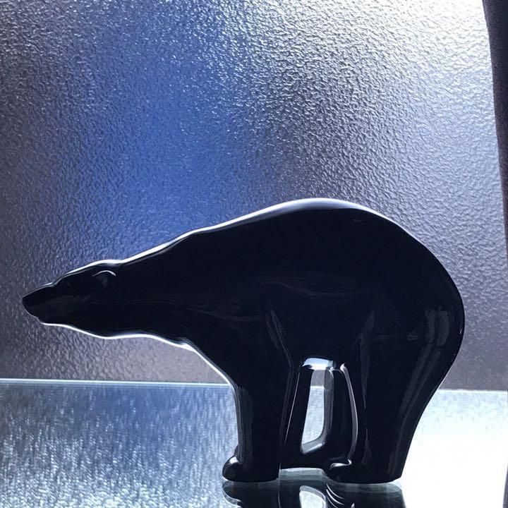 希少なバカラ黒クリスタル熊ジョルジュシュヴァリエ作品