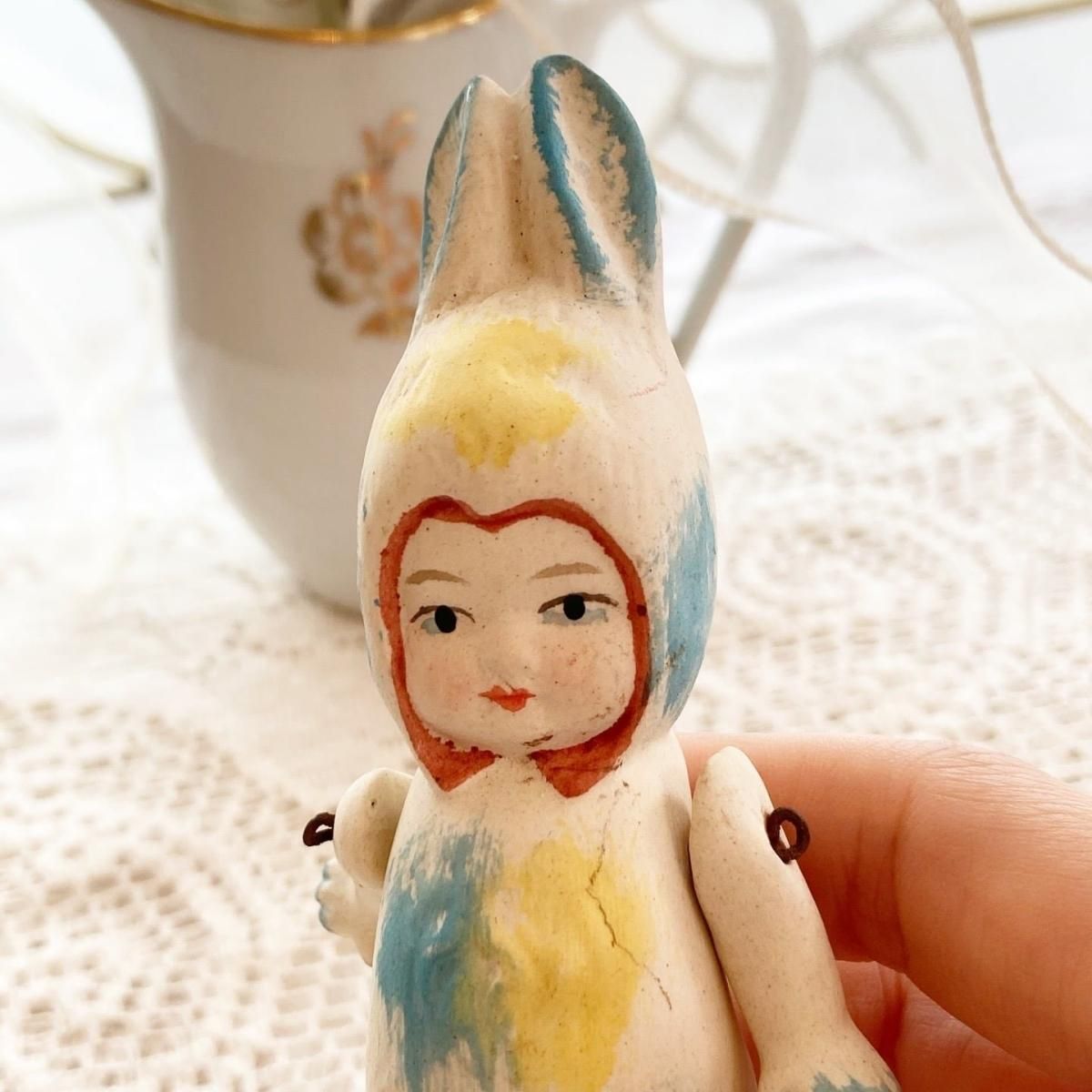 フランス アンティークビスクドール うさぎ着ぐるみ