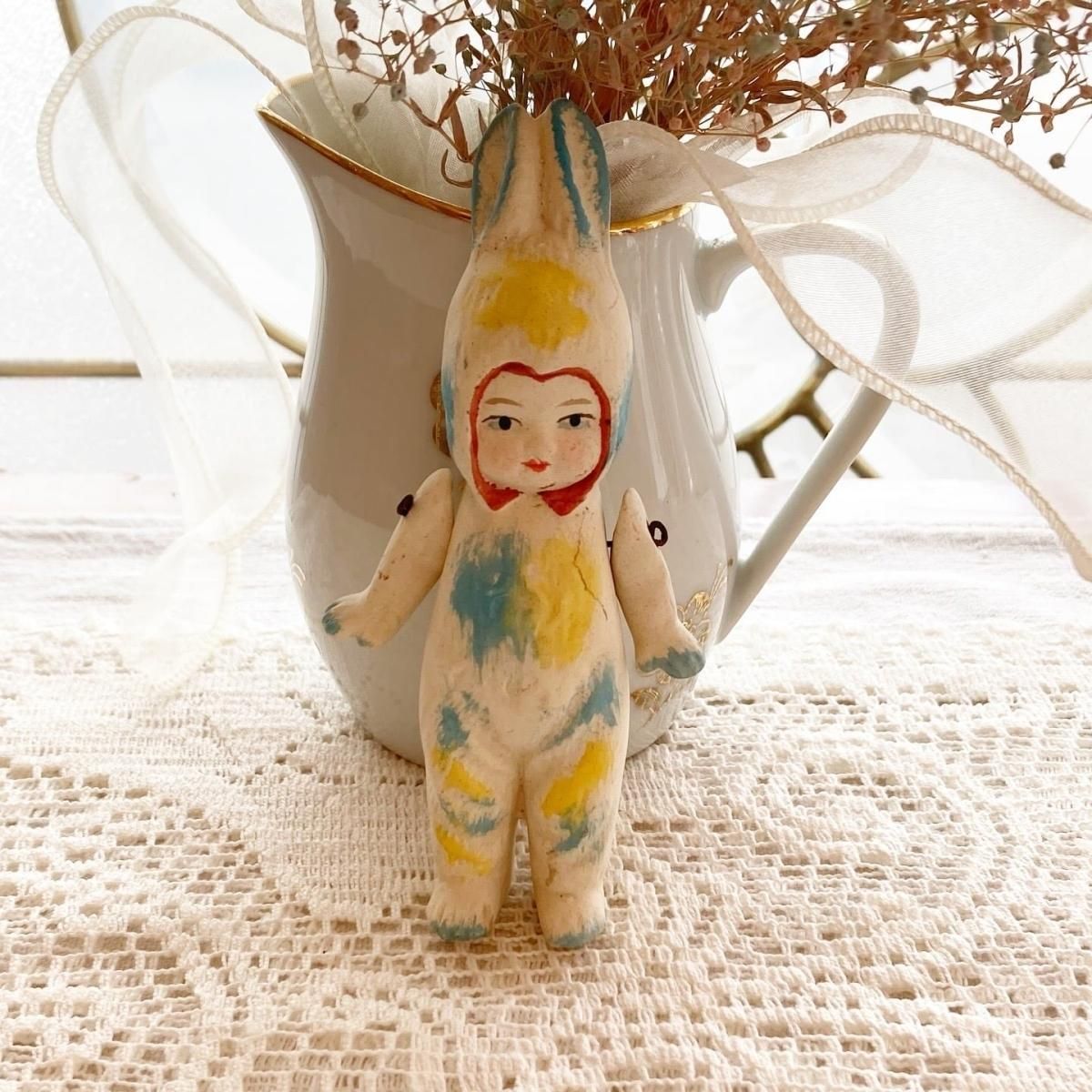 フランス アンティークビスクドール うさぎ着ぐるみ
