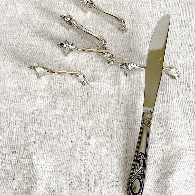 アンティークシルバープレート ライオン ナイフレスト 箸置き 存在感