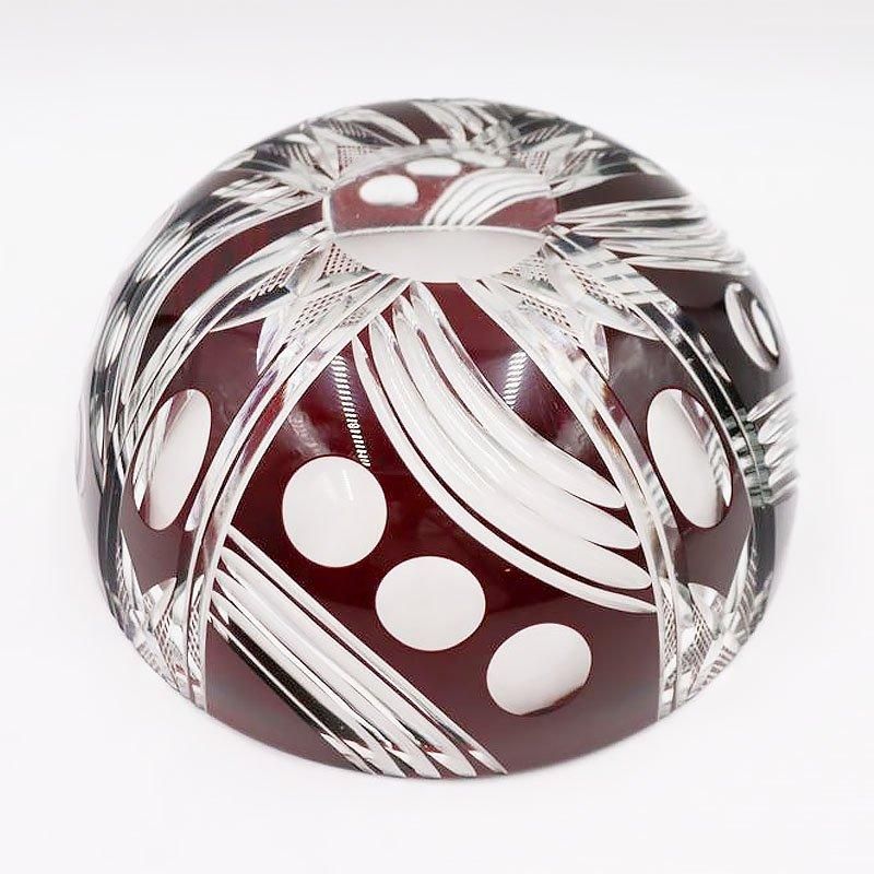 アンティーク赤切子ボウル 大正ロマンの幾何学模様