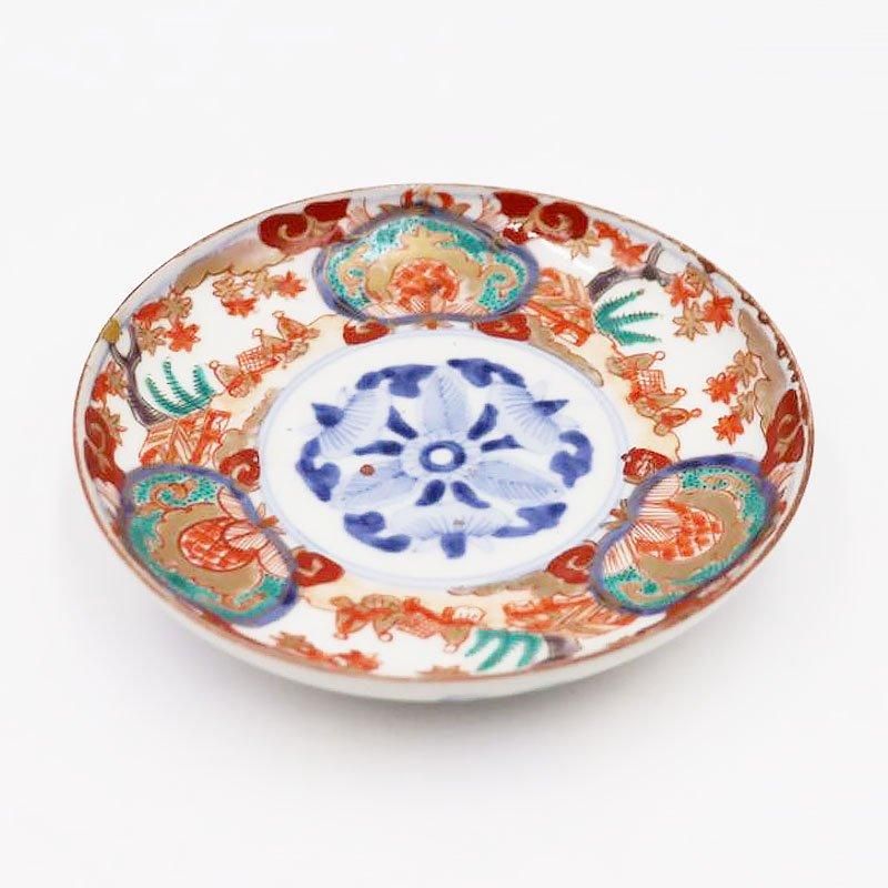 伊万里焼 手描き色絵 小皿 金継ぎ アンティーク