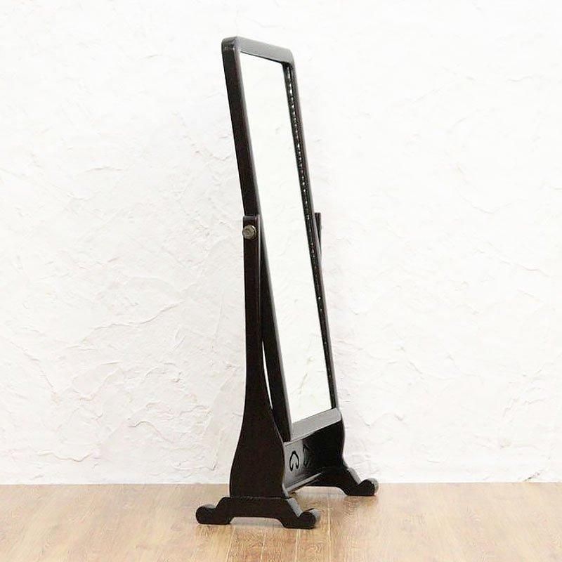 昭和レトロ黒檀製アンティーク鏡台 繊細な日本風