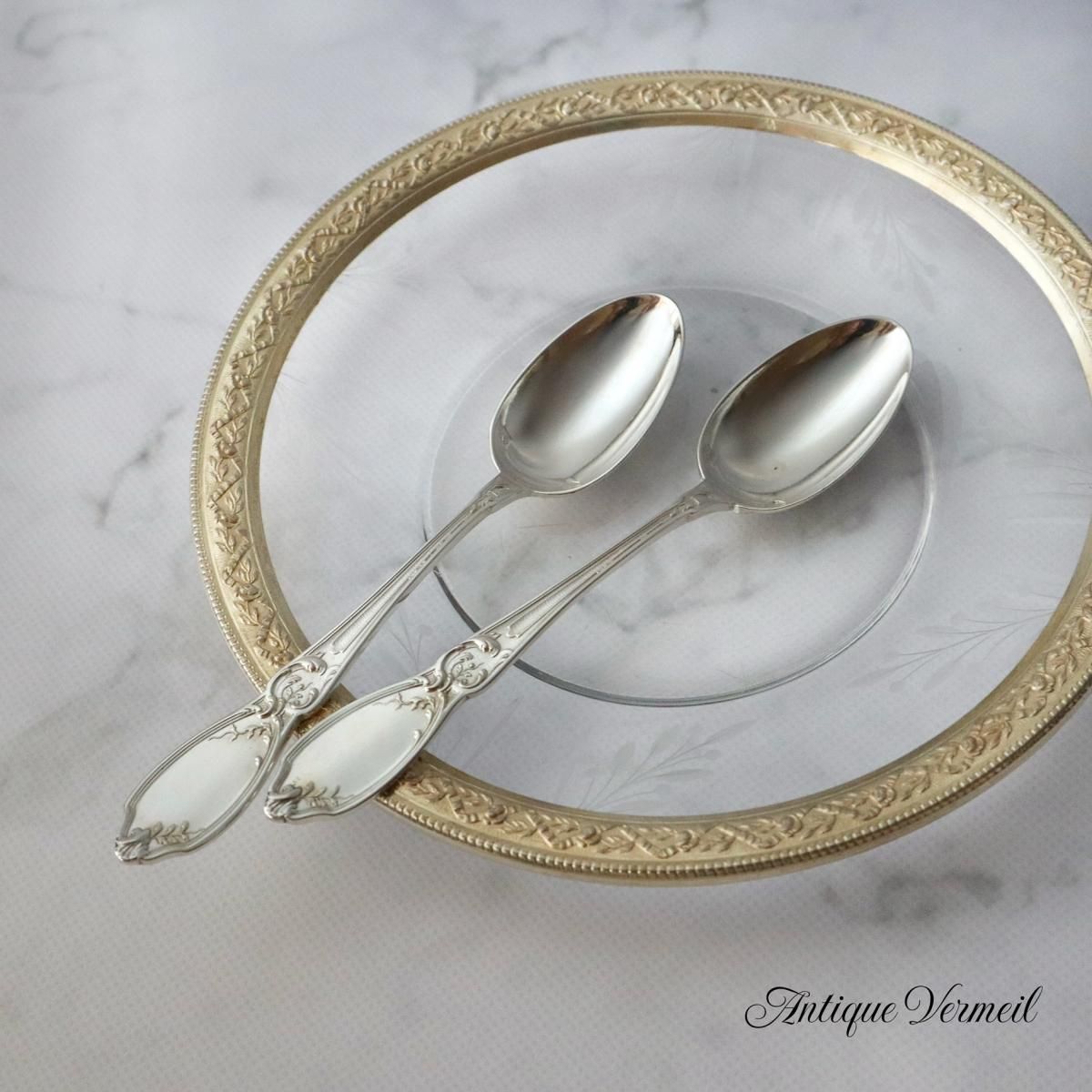 フランス製アンティーク銀スプーン ルイ16世スタイル2本セット