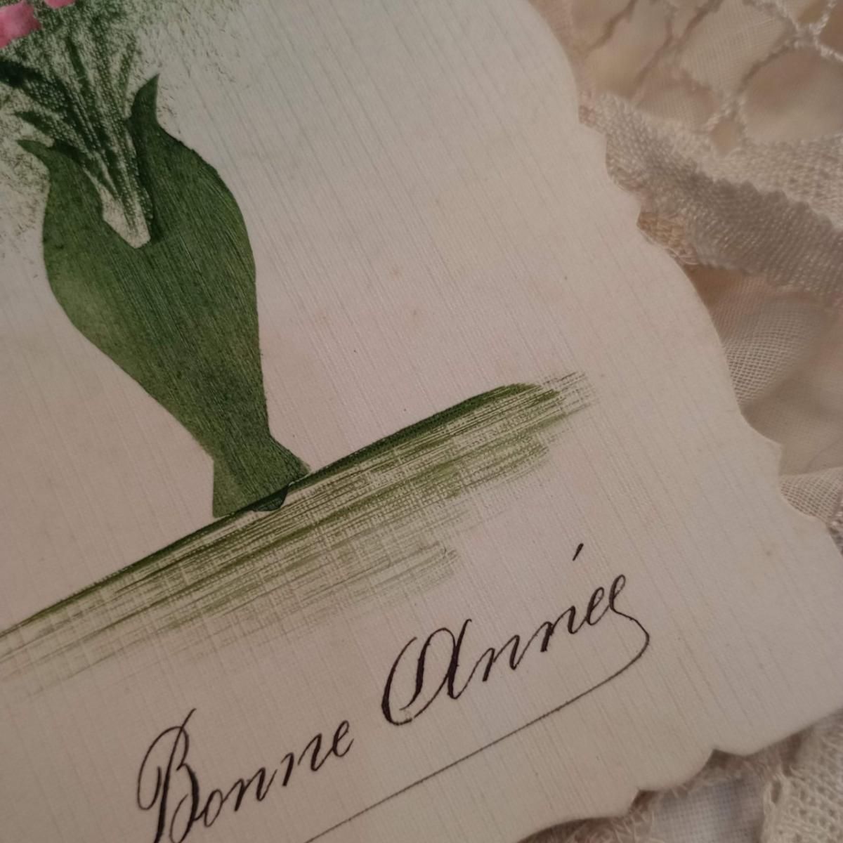 フランス発アンティークの手描き花ポストカード