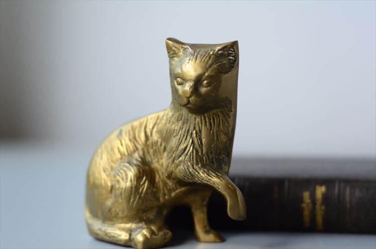 真鍮 猫 オブジェ フランス製 ヴィンテージ インテリア