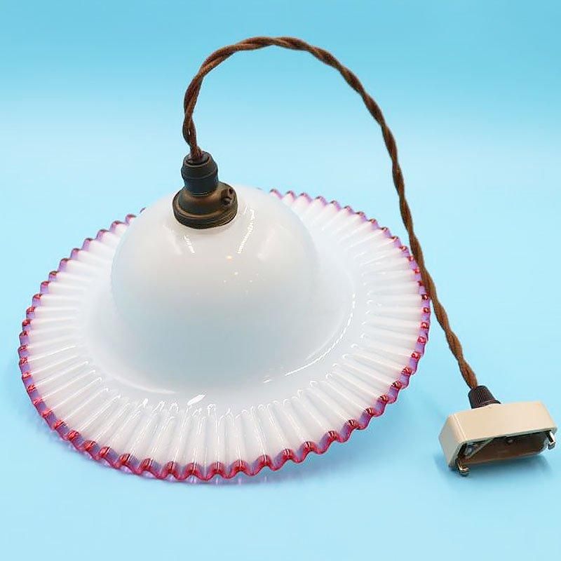 大正ロマンの電笠ランプシェード 繊細なピンクフリル