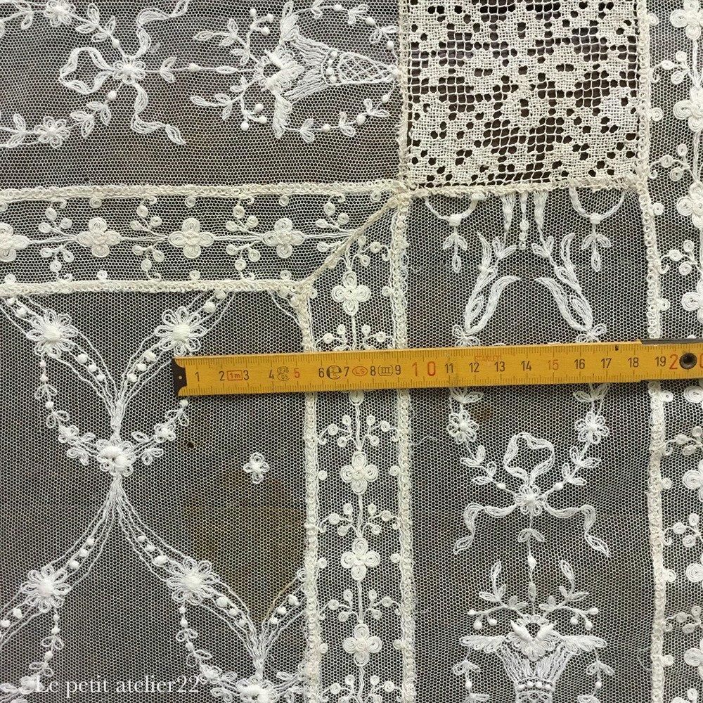 フランス アンティーク チュールレースベッドカバ