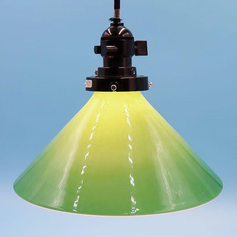 ヴィンテージ 昭和レトロ 電笠 ランプシェード ガラス グリーン