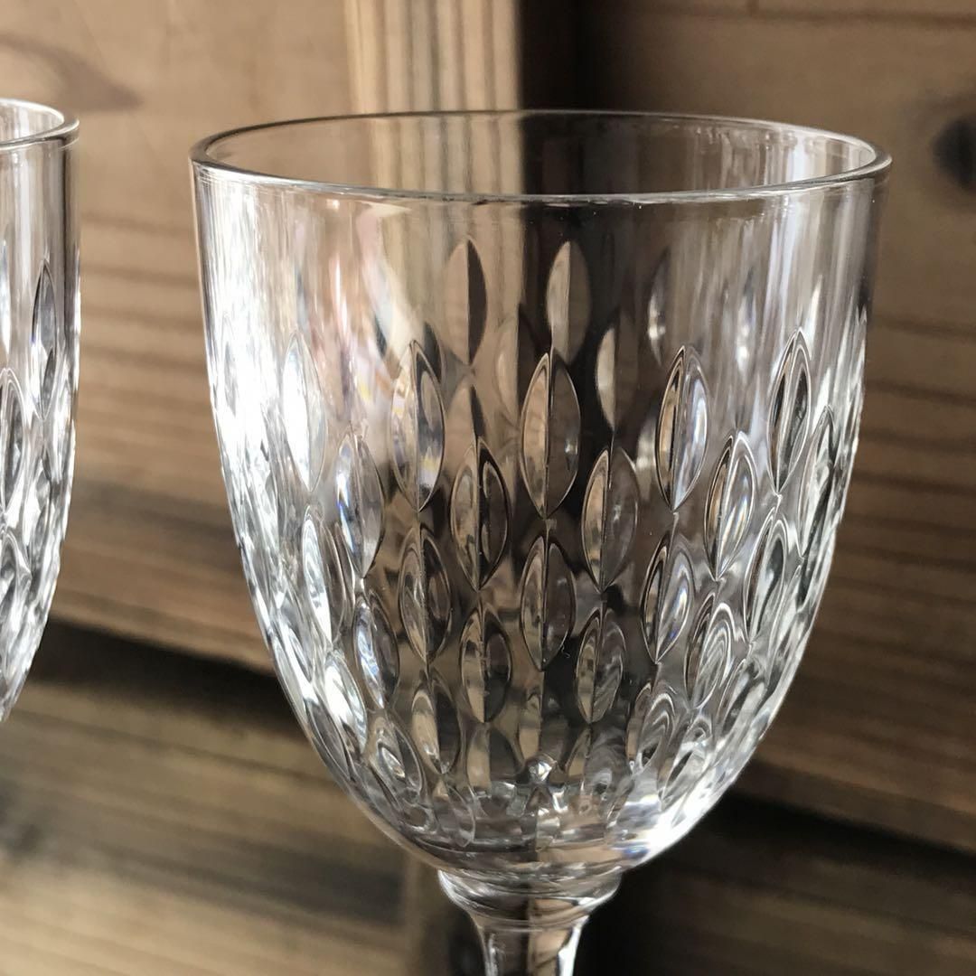 アンティークバカラ製1936年以前のクリスタルワイングラスペア