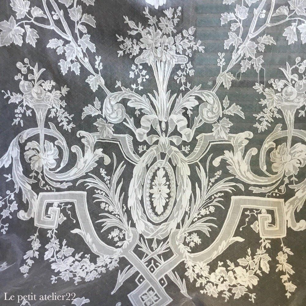 フランス 19世紀 アンティークカーテン オフホワイト