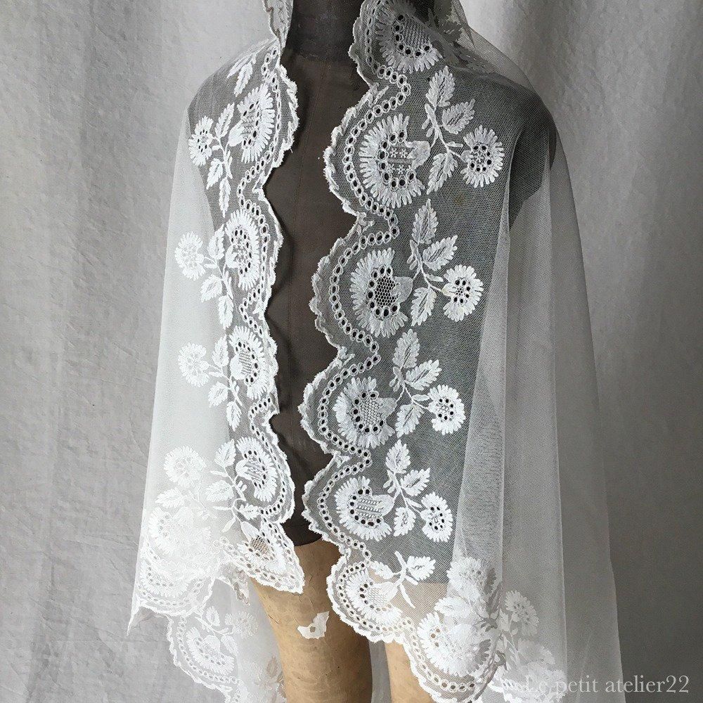 長方形) フランス 19世紀 アンティーク ウエディングベール チュール