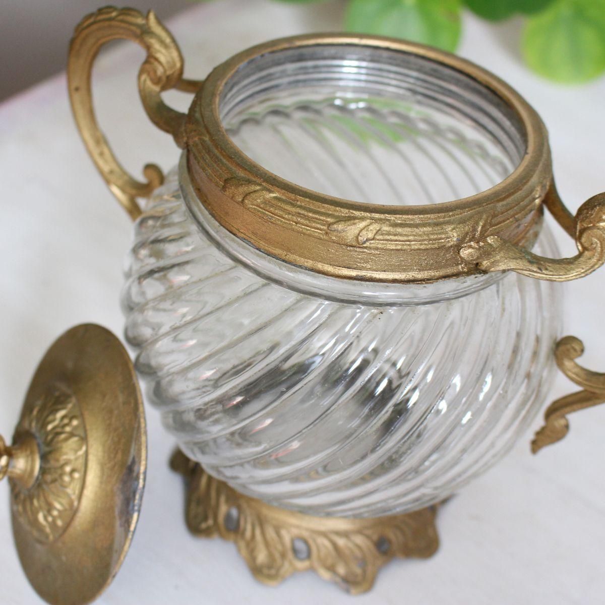 フランスアンティーク ナポレオン3世様式 モールガラスのシュガー