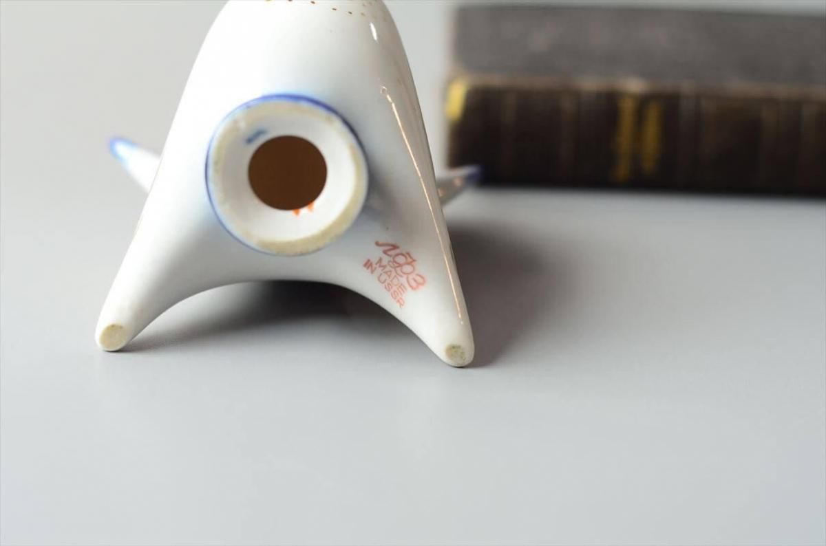 訳あり 東欧 USSR製 Lomonosov 白磁の雄鶏 ロモノーソフ フィギュア 旧