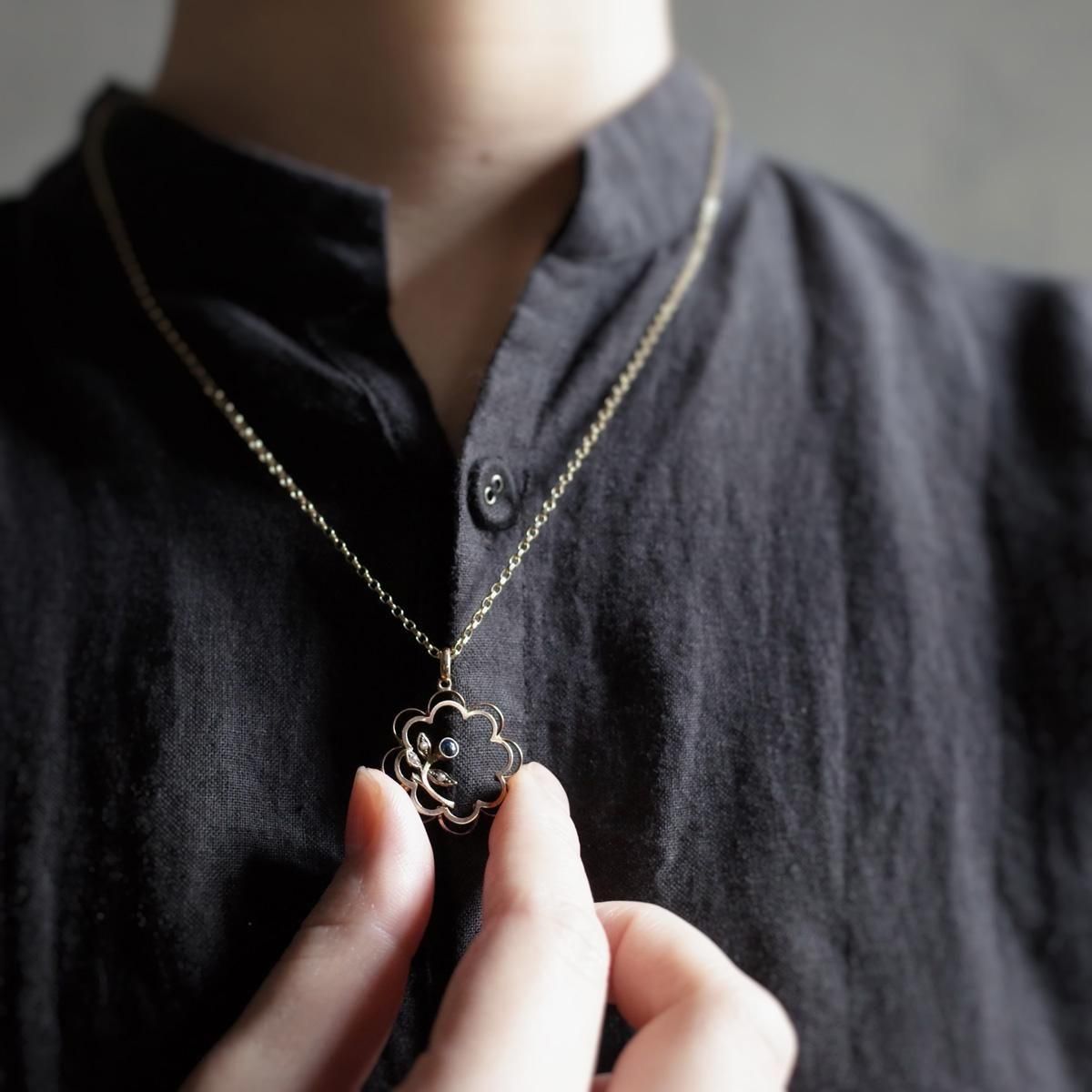 エドワーディアン 9K サファイア パール ペンダントトップ（Edwardian