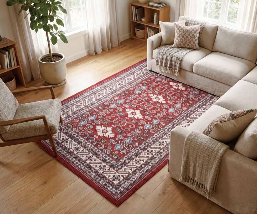 イタリア製ヴィンテージペルシャ風ラグ レッド - ヨーロッパ直輸入の