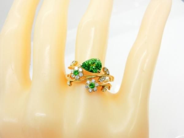 ミントグリーンガーネット デマントイドガーネット ダイヤモンドリング