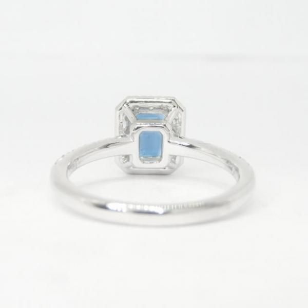 エメラルドカットサンタマリアアクアマリン ダイヤモンドリング AQ
