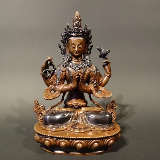 素 仙 筆 【 絹本彩色画 ・雲上観音図 】 自題共箱 軸先漆仕立木 610